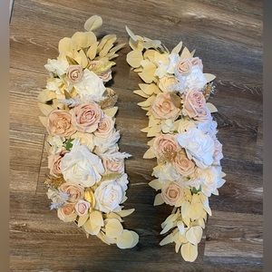 Ling's Moment Artificial Wedding Floral Arrangements 2pcs, White & Beige